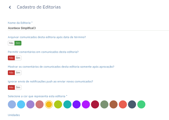 cadastro de editoria